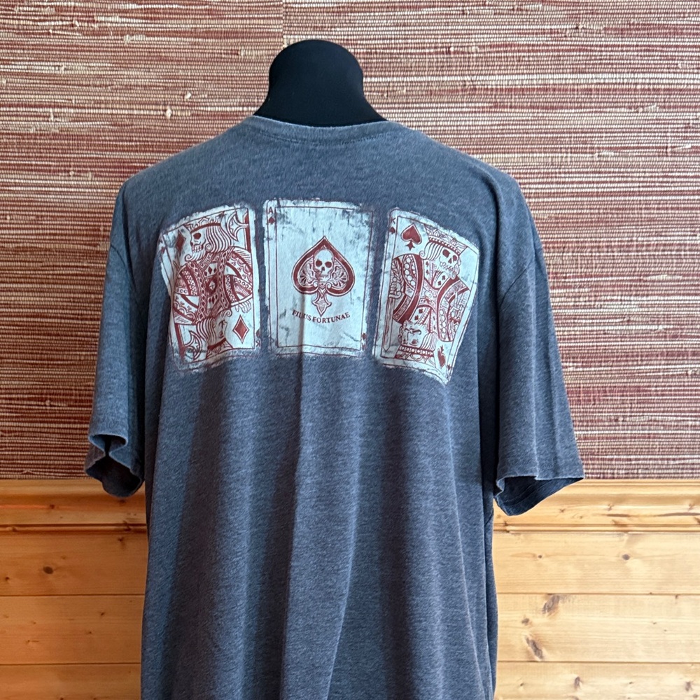 Lucky Brand Men's Gray Graphic Poker Card T-Shirt